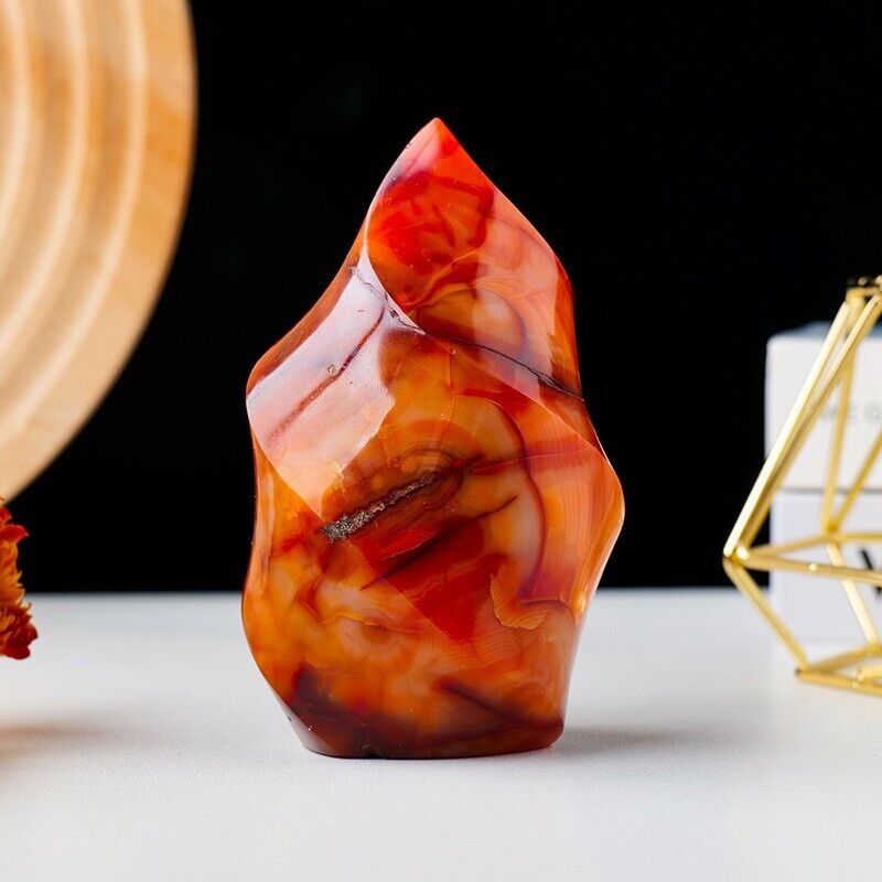 Carnelian Flame, Natural Red Agate Flame, Energy Crystal, Crystal Flame