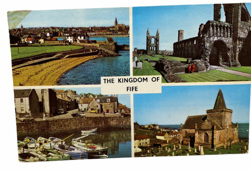 The Kingdom of Fife Scotland Souvenir Postcard Posted St Andrews Anstruther
