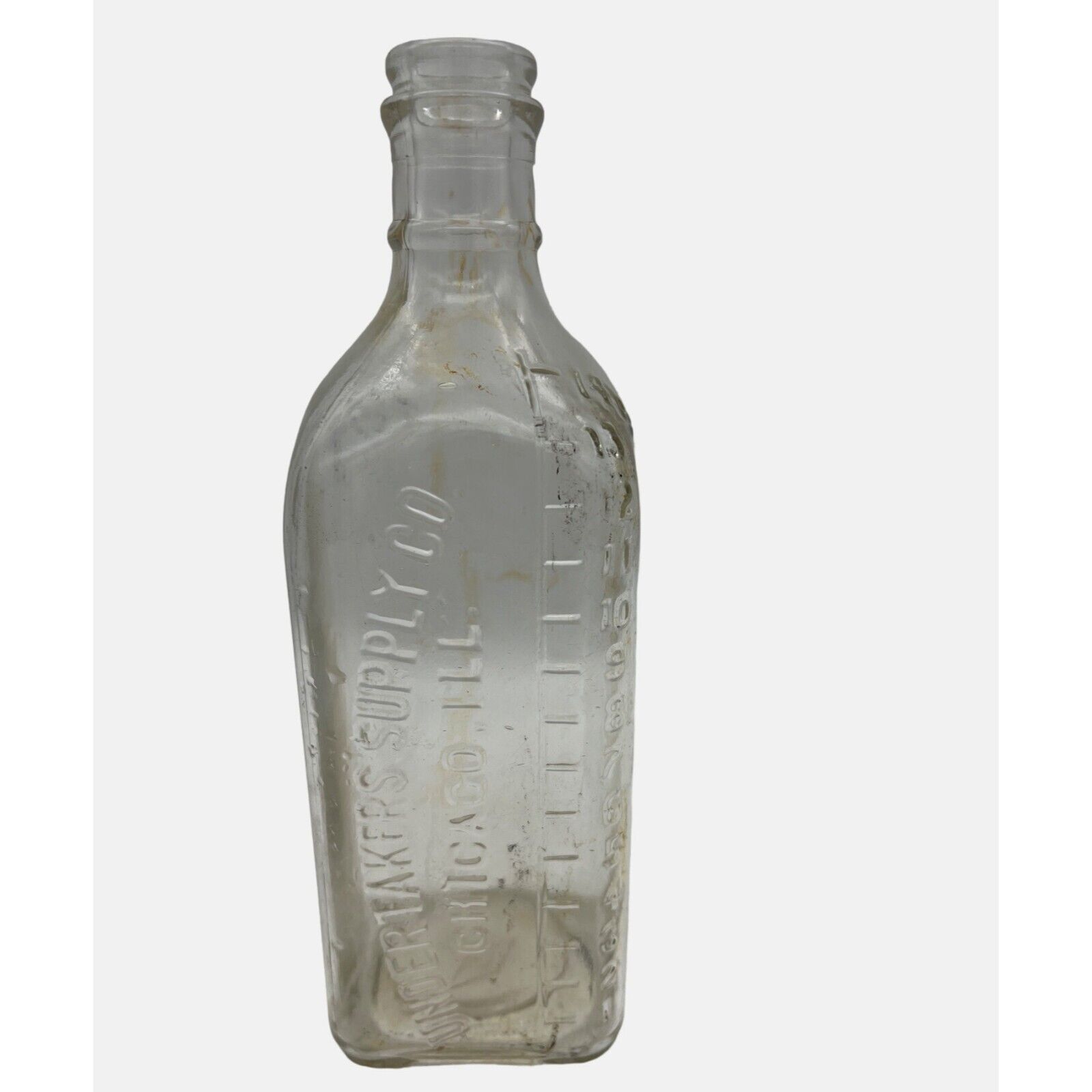 Antique Undertakers Supply Company Glass Bottle Chicago Illinois 14oz Diamond H