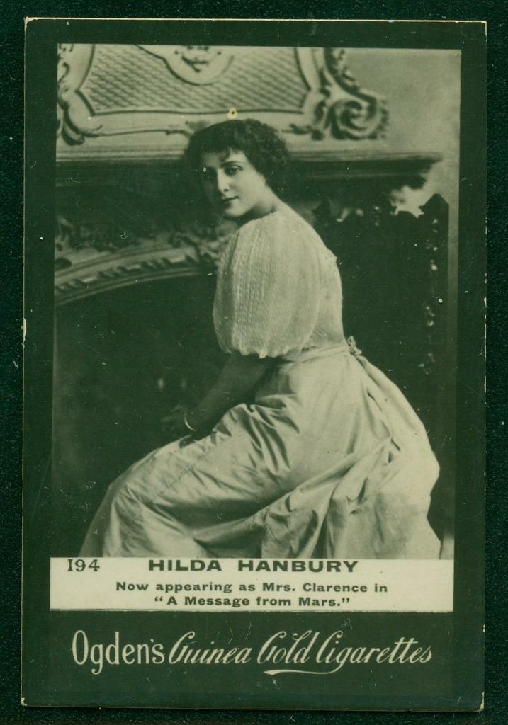 1900s, Tobacco/Cigarette Card, 072, Hilda Hanbury, Actress, Ogdens Guinea Gold