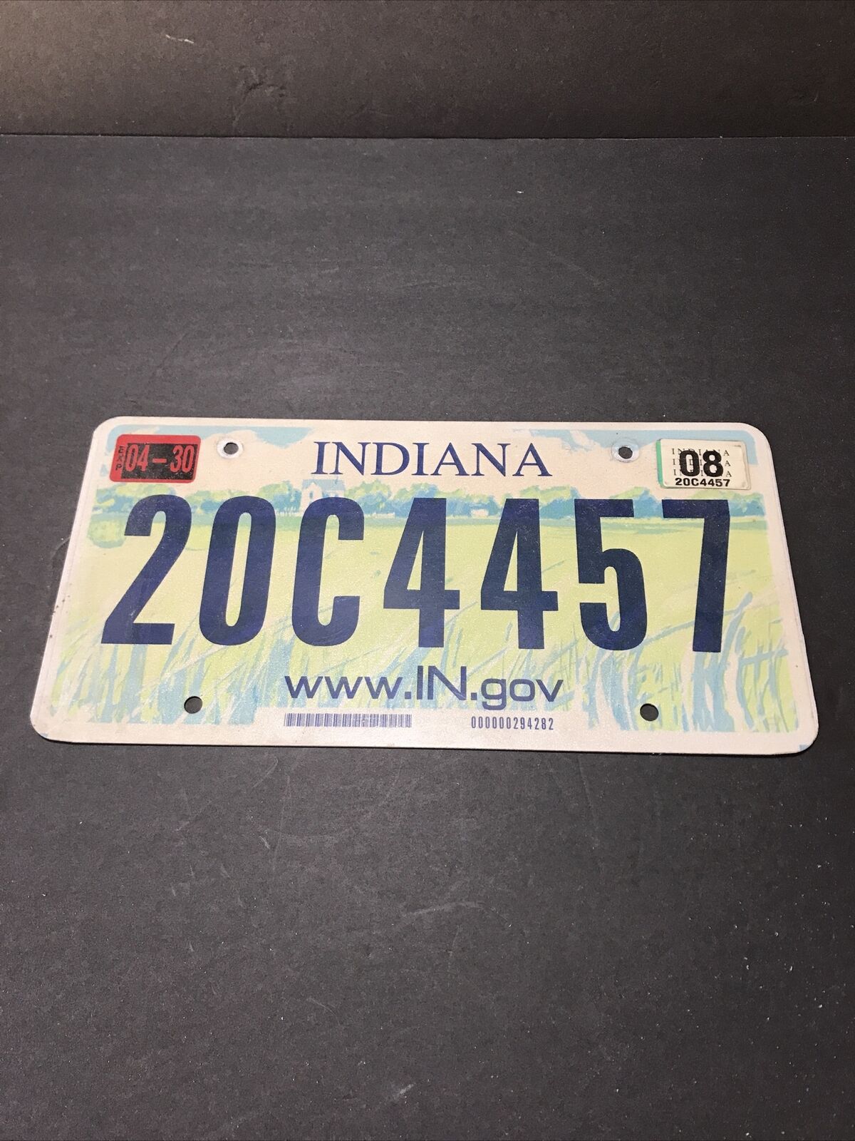 2008 Indiana license plate Elkhart County 20C4457