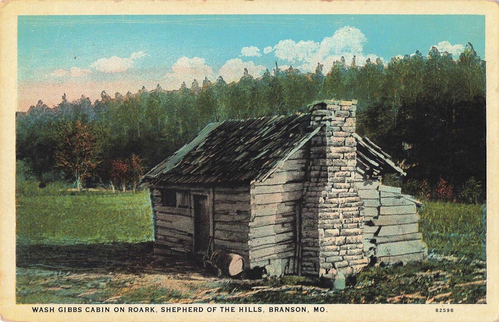 Branson, Missouri  Postcard Wash Gibbs Cabin Shepherd of the Hills c 1920s    D5