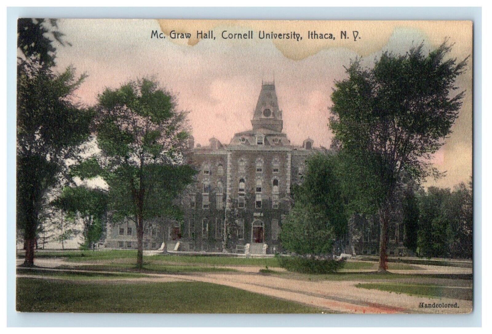 c1910\'s View Of Mc Graw Hall Cornell University Ithaca NY Handcolored Postcard