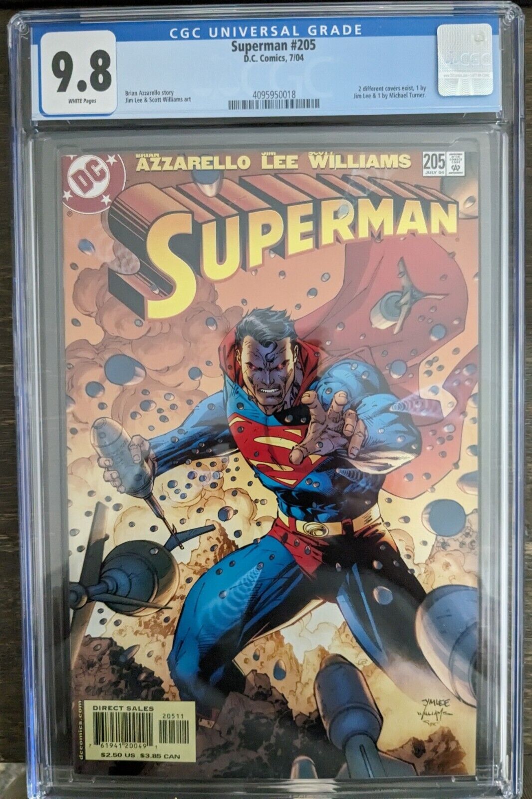 SUPERMAN #205 - CGC - 9.8 - JIM LEE & SCOTT WILLIAMS ART - BRIAN AZZARELLO STORY