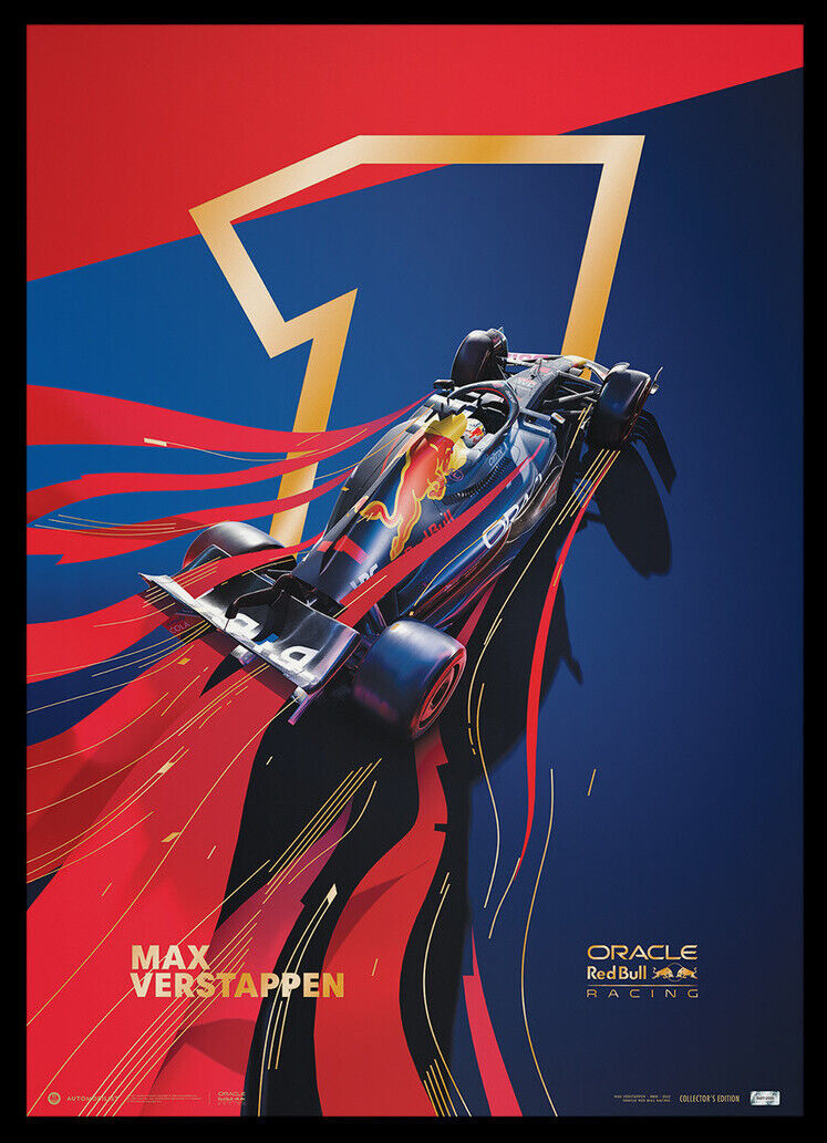 2022 Max Verstappen Oracle Red Bull Racing Formula 1 Gold Embossed LE2000 Poster