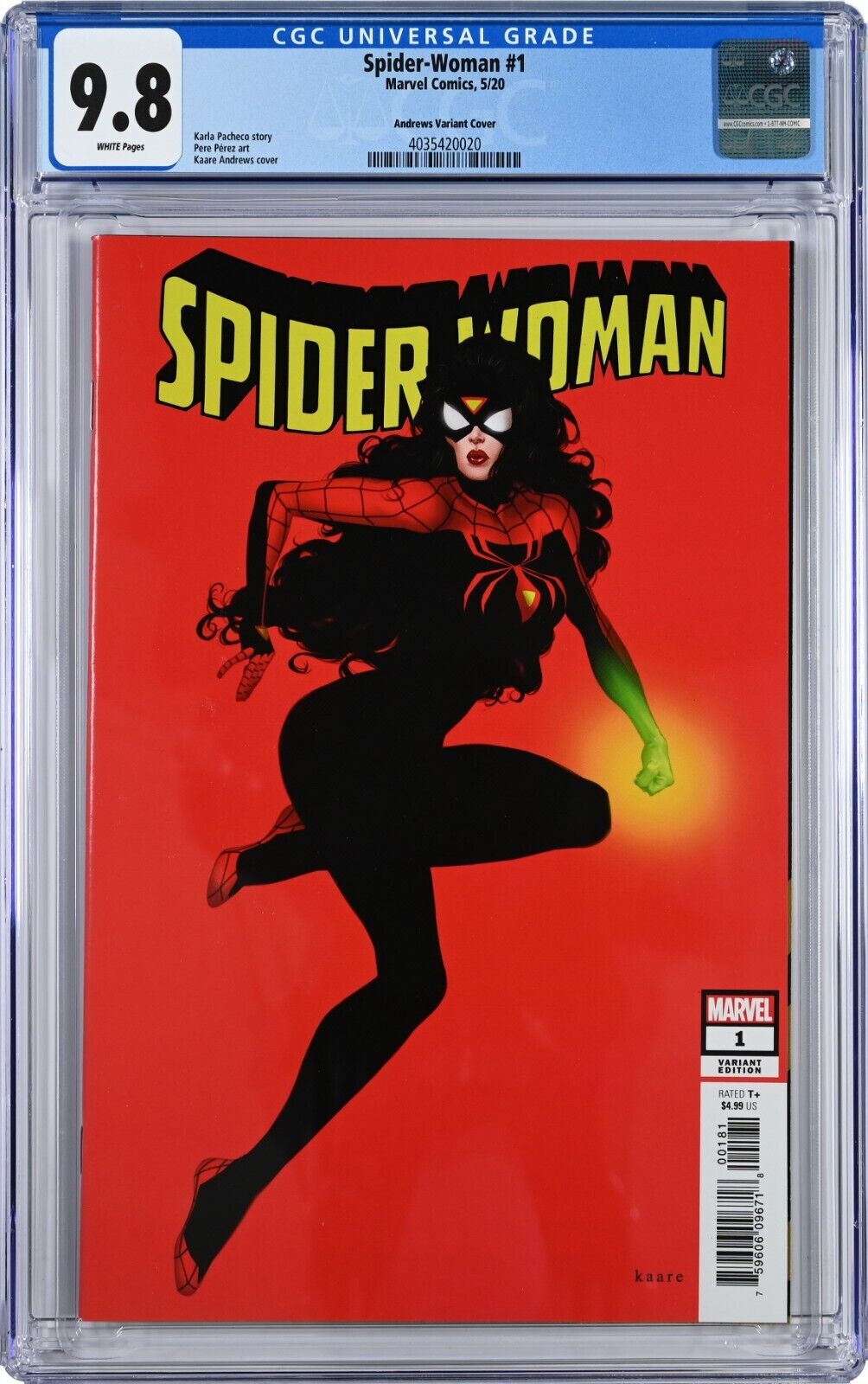 Spider-Woman #1 CGC 9.8 (May 2020, Marvel) Pacheco, Kaare Andrews Variant Cover
