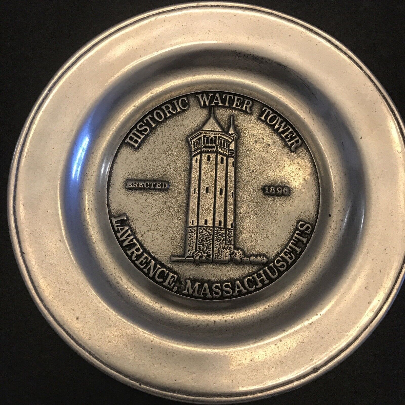 Rare Historic Lawrence Mass Pewter Plate