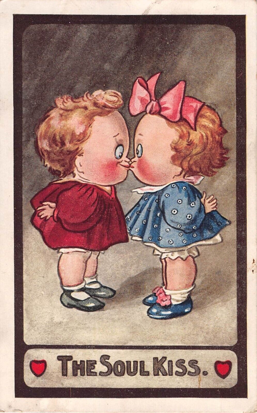 Cute Chubby Little Sweethearts Kissing-The Soul Kiss-Kute Kiddies Series No. 636