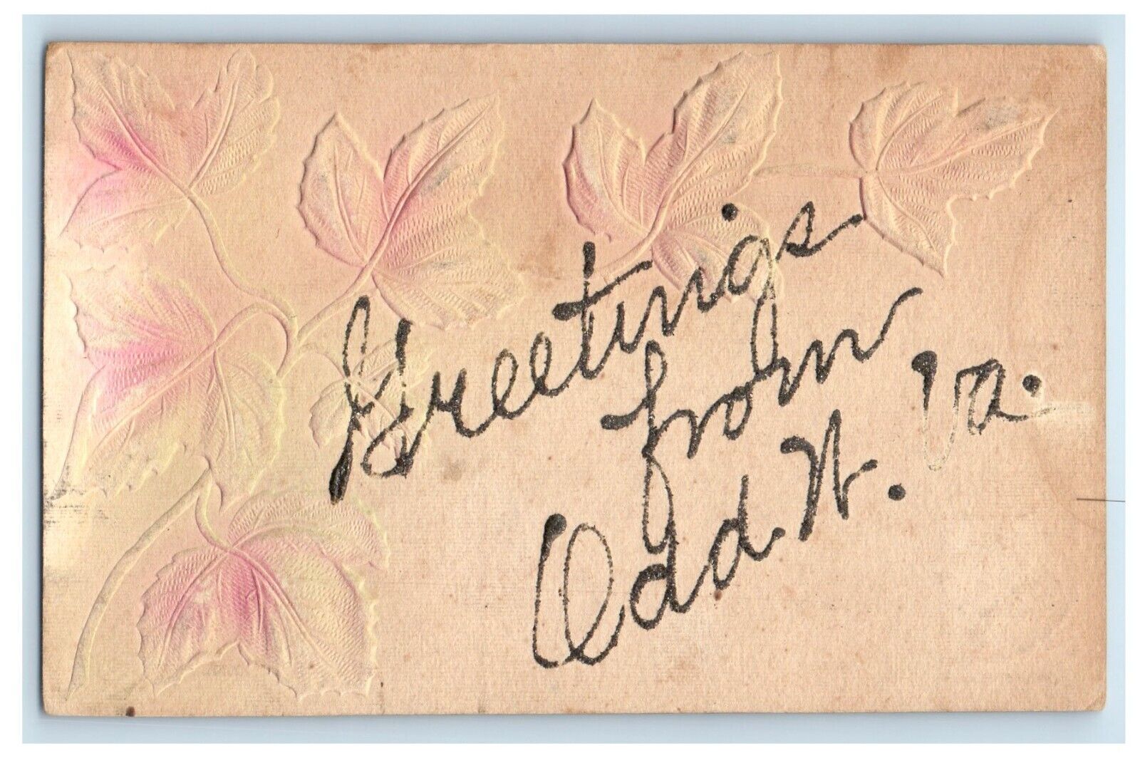 c1910\'s Greetings From  Odd West Virginia WV, Flower Embossed Antique Postcard