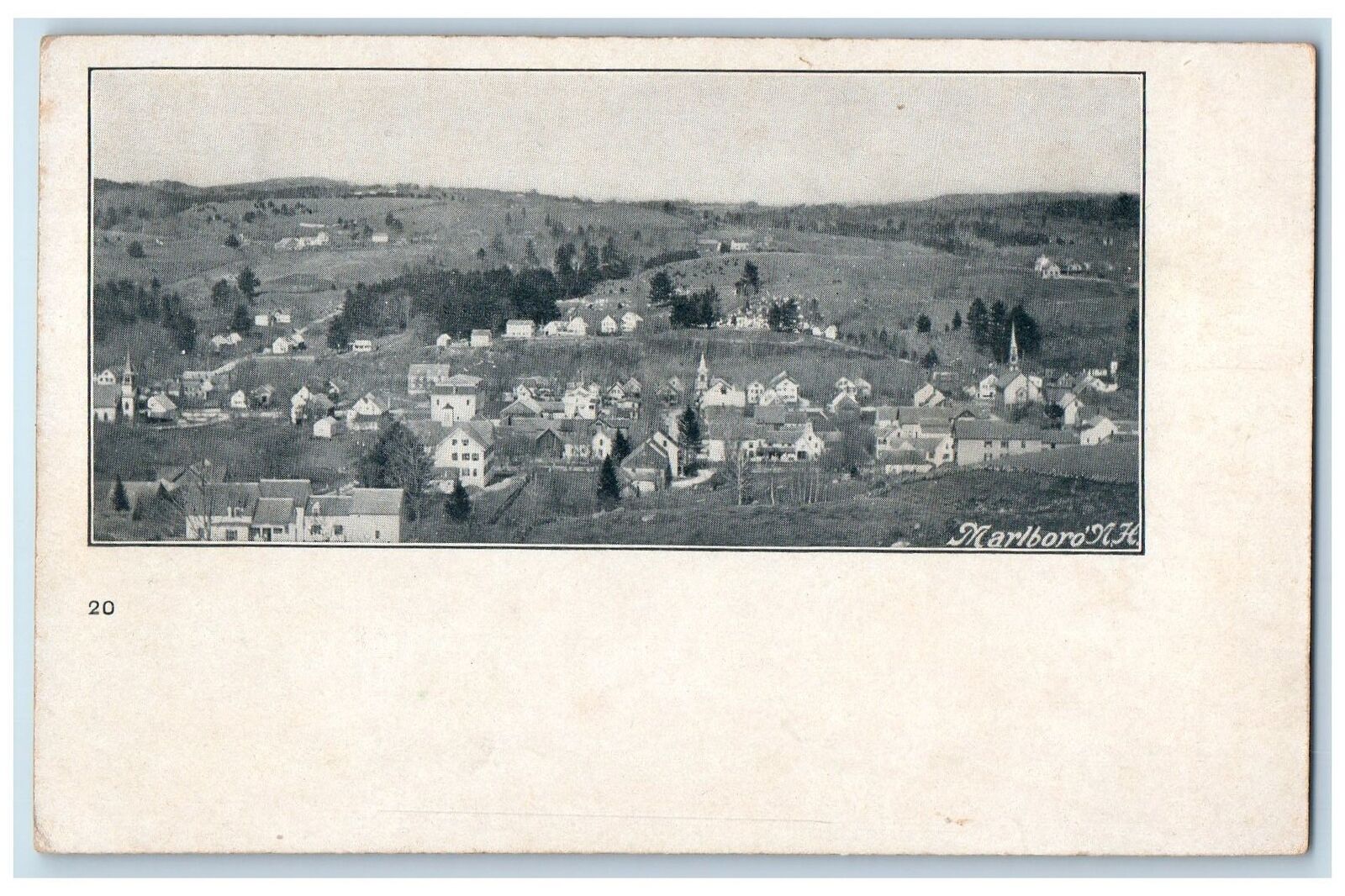 c1910\'s  Bird\'s Eye View Marlboro New Hampshire NH Unposted Vintage Postcard