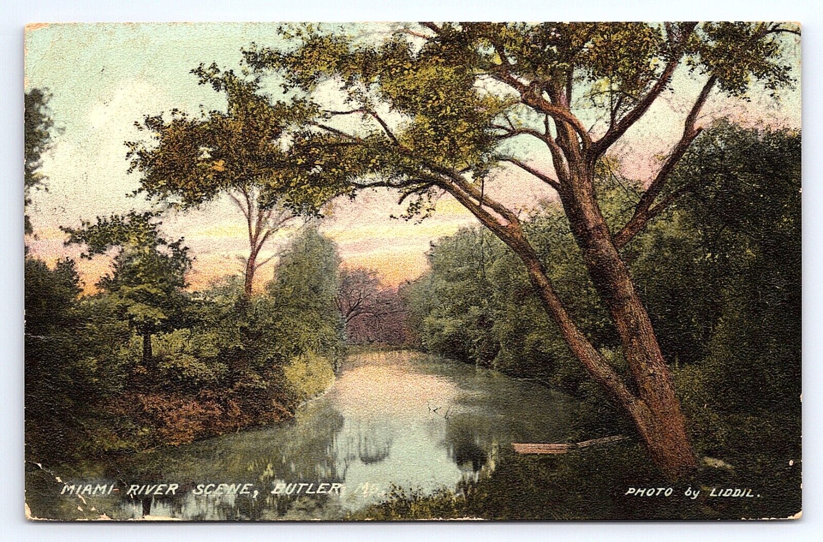 Postcard Miami River Scene Near Butler Missouri MO