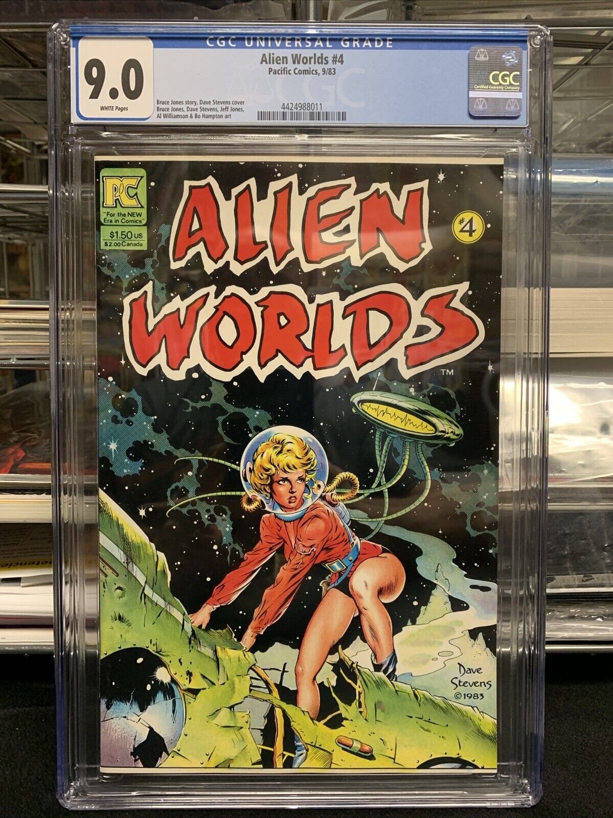 ALIEN WORLDS #4 CGC 9.0 WHITE PAGES // DAVE STEVENS COVER PACIFIC COMICS 1983
