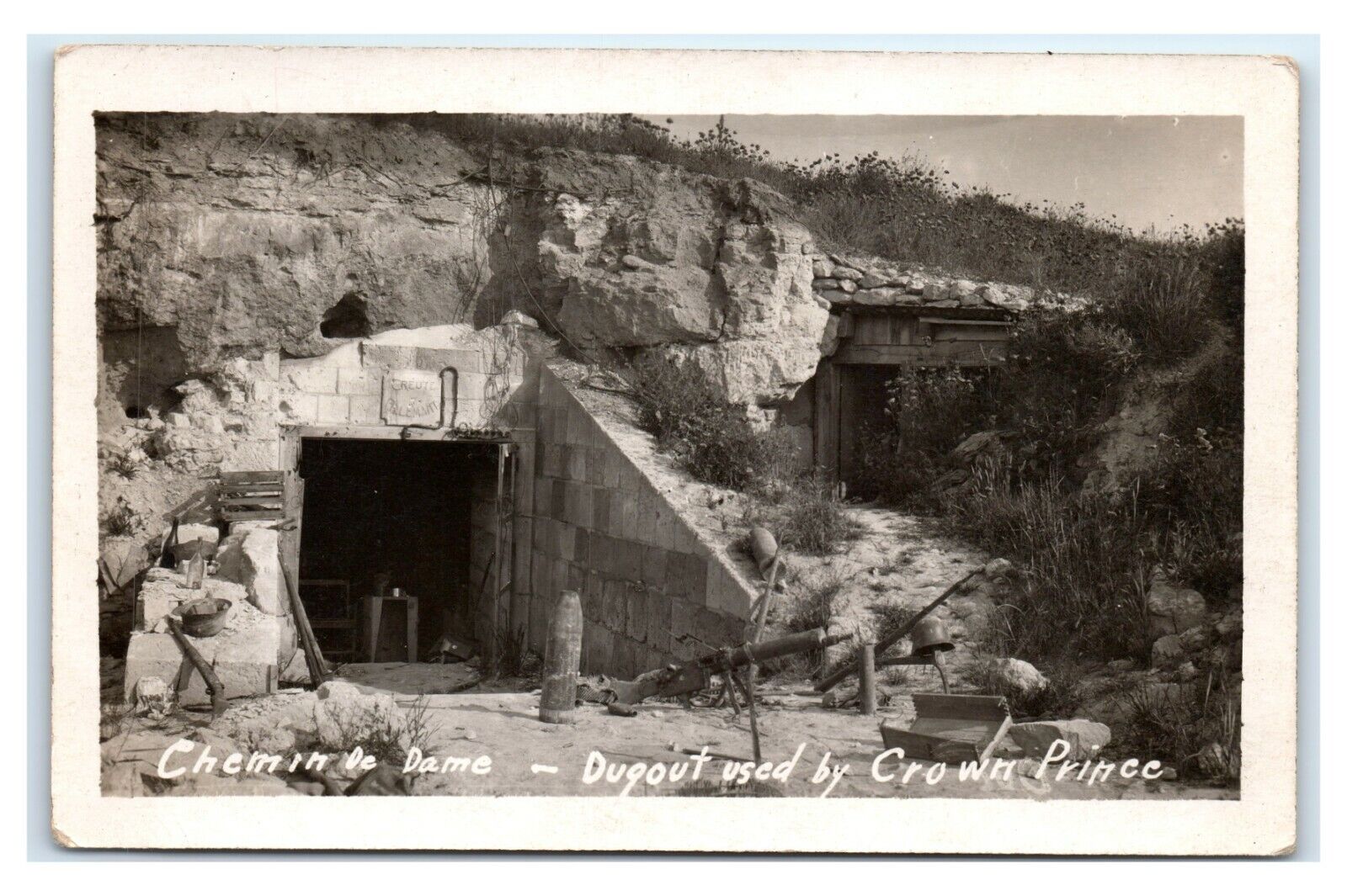Postcard Chemin des Dame France - Dugout used by Crown Prince RPPC C20