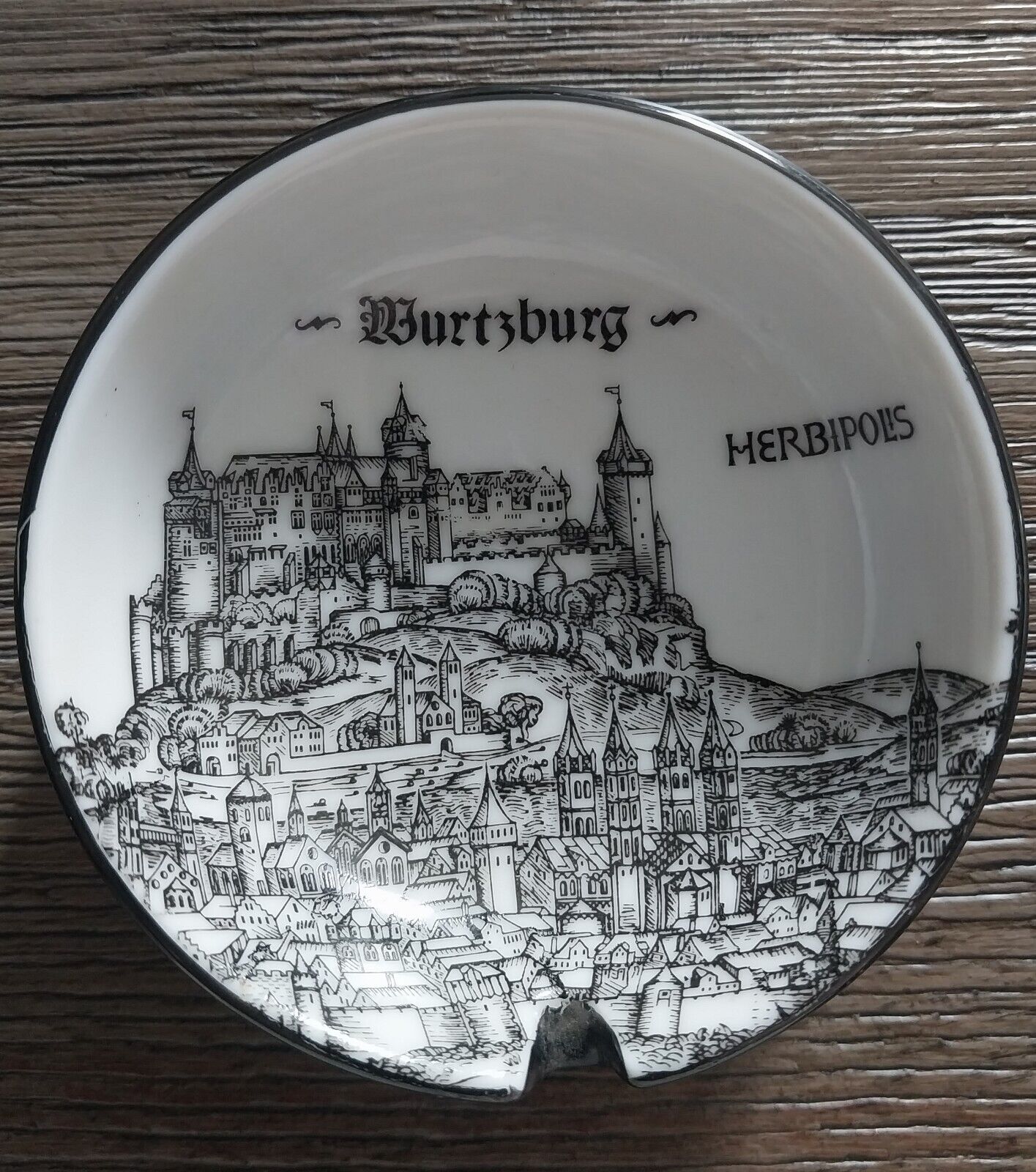 Germany Vintage Tourist Ashtray Wurtzburg Herbipolis Ashtray