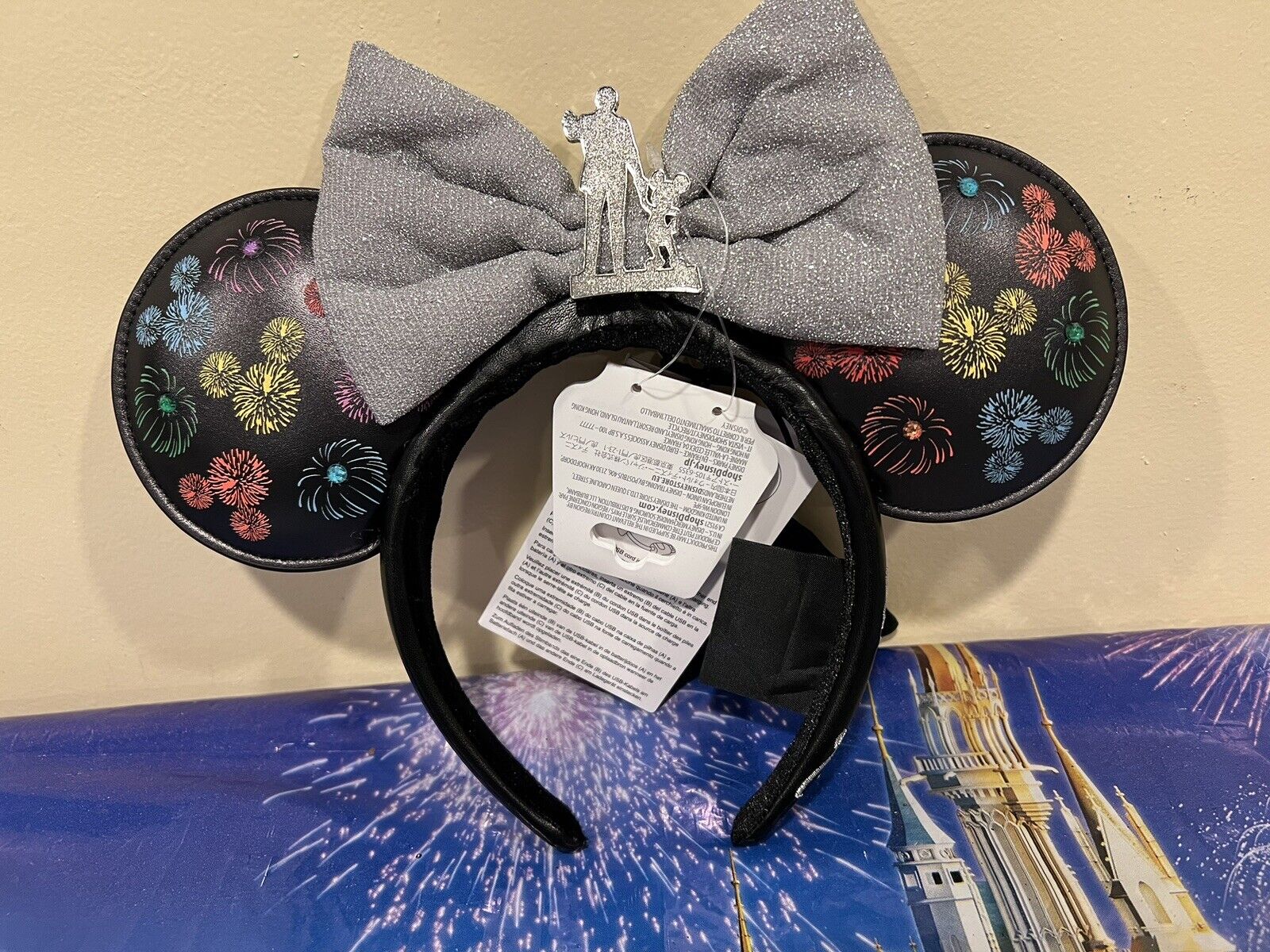 Disney 100th Mickey Ears Partners Statue Light Up Headband Fireworks w/ Walt