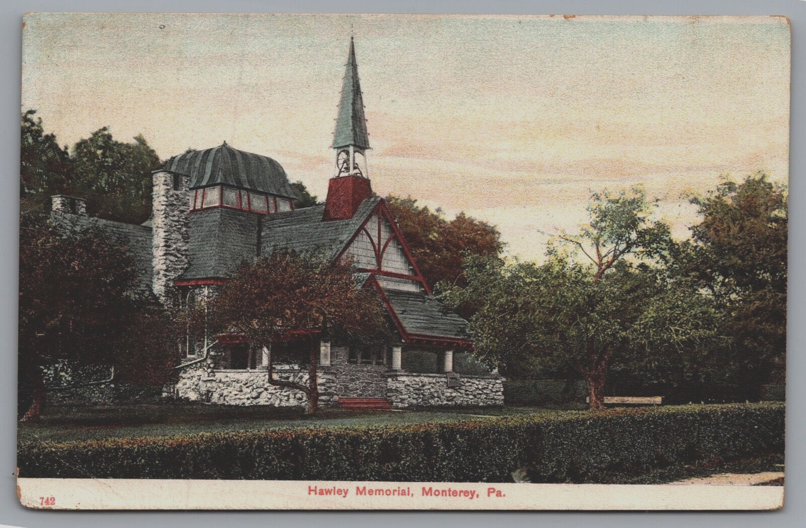 Hawley Memorial Presbyterian Church Monterey Pennsylvania Vintage Postcard 1909