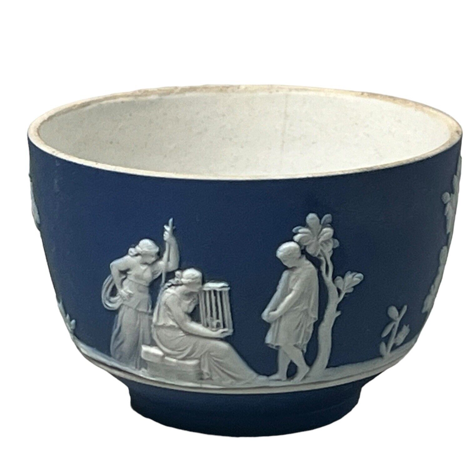 Antique Victorian Wedgwood England Cobalt Blue Jasperware Small Cup B2