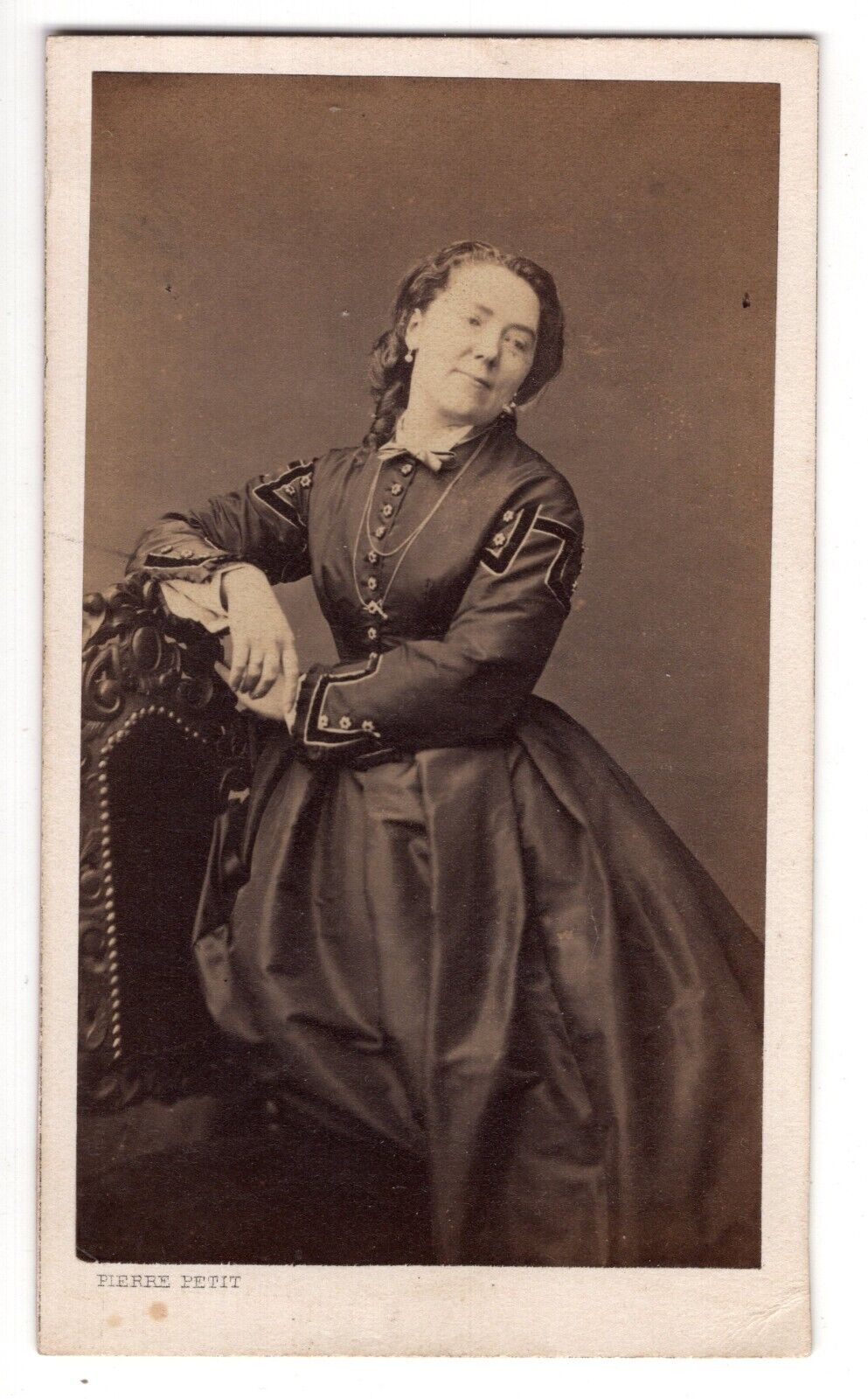 CIRCA 1860s CDV PIERRE PETIT YOUNG LADY IN FANCY DRESS PARIS FRANCE