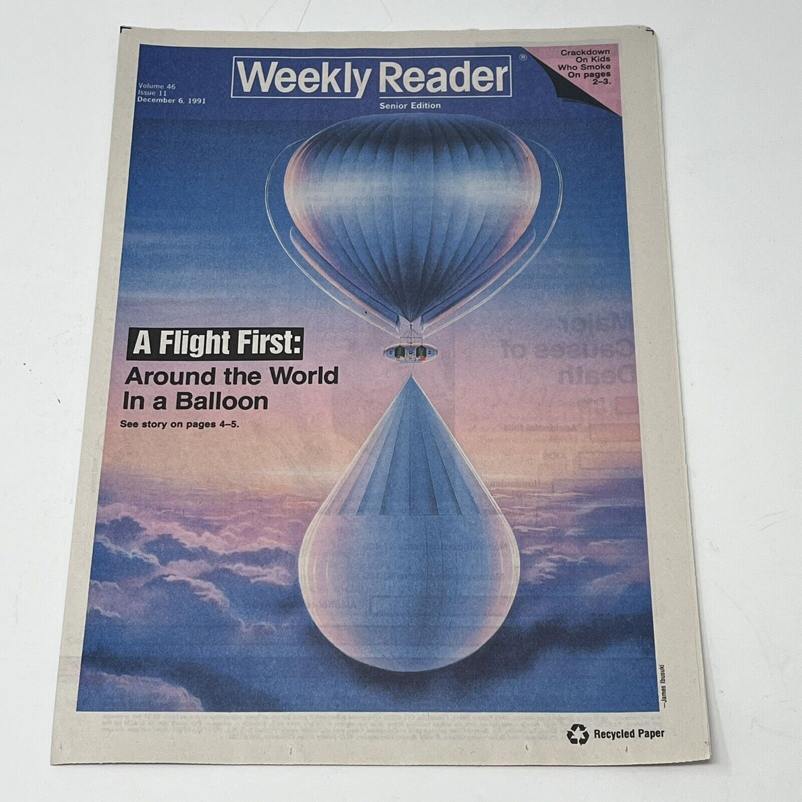 1991 Weekly Reader Magazine Flight First Around The World In A Balloon Senior Ed