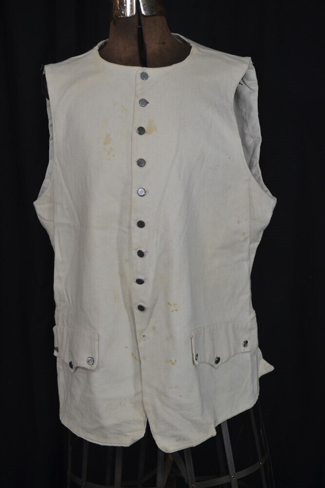 waistcoat vest  men pewter buttons  46 colonial  1750 antique 18thc replica