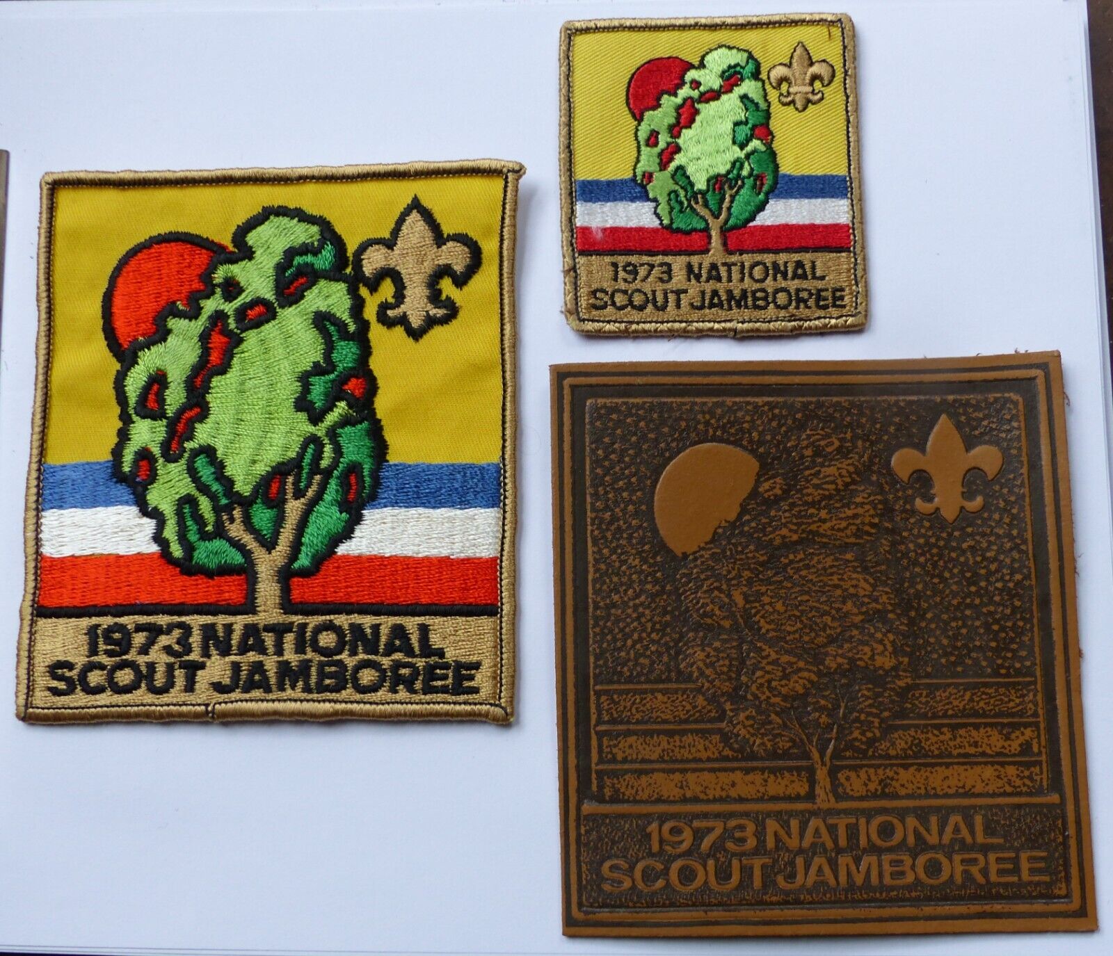 1973 National Scout Jamboree Boy Scout BSA Pocket Jacket & Leather 3 Patches Set