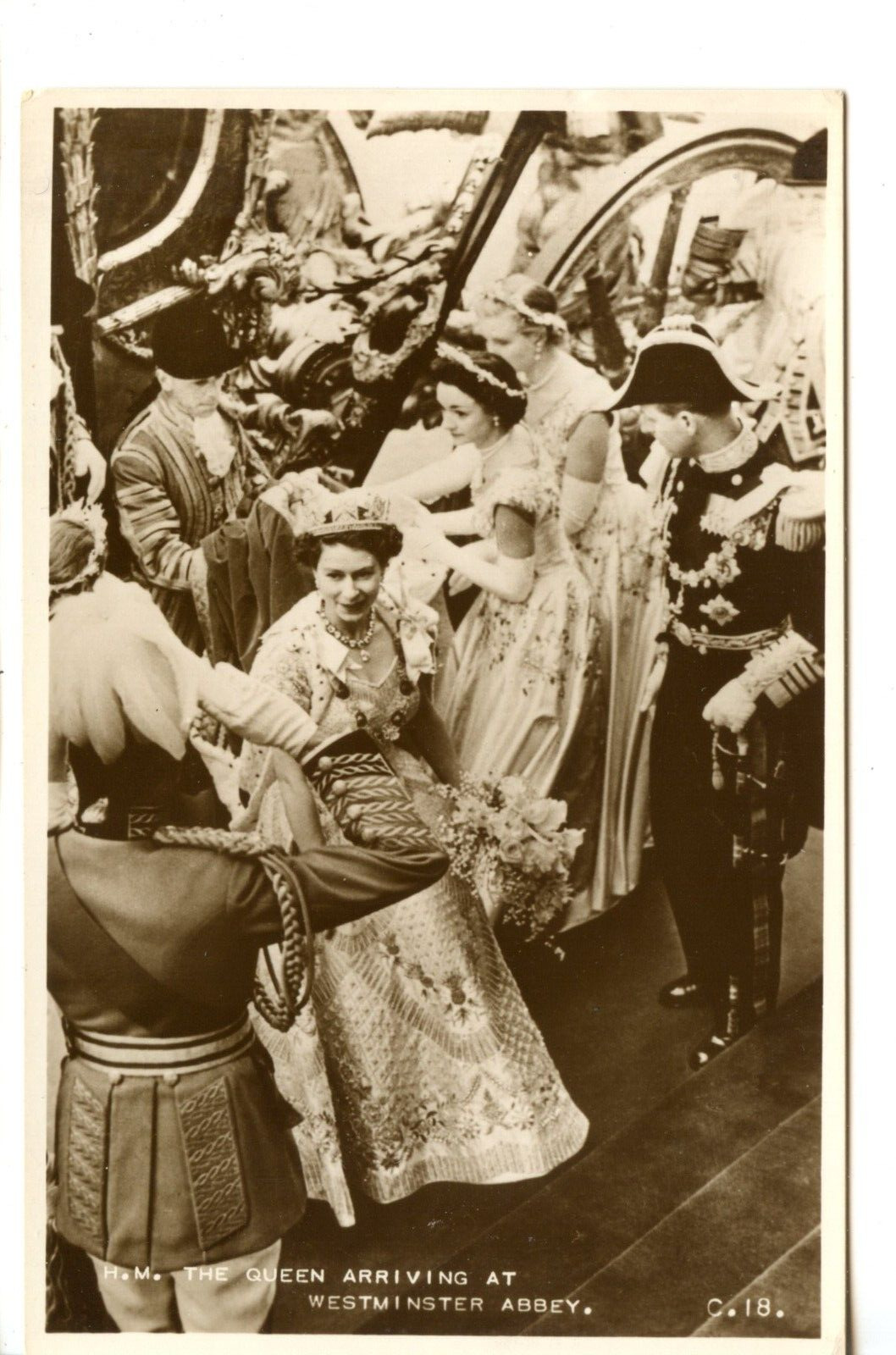 HRH Queen Elizabeth-Coronation-Westminster Abbey-Vintage Real Photo Postcard