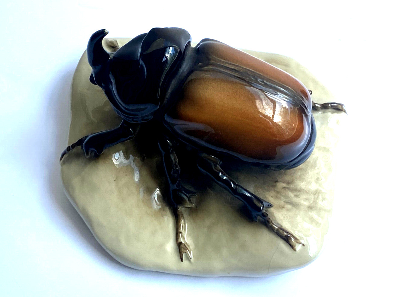 Antique Beautiful Rare Royal Dux Stag Beetle Porcelain Figurine