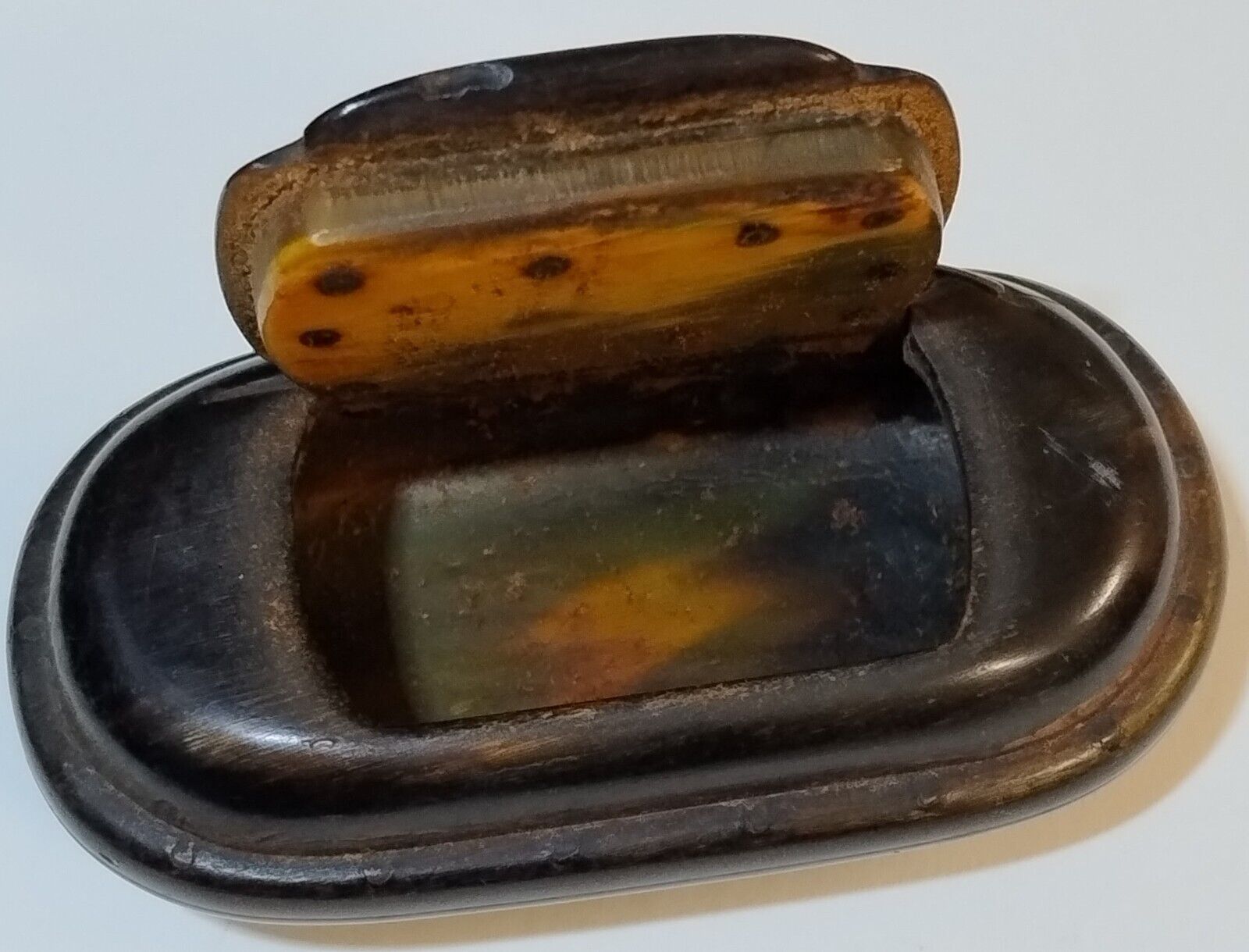 ANTIQUE HORN BOX SNUFF Please See All Photos For Condition 