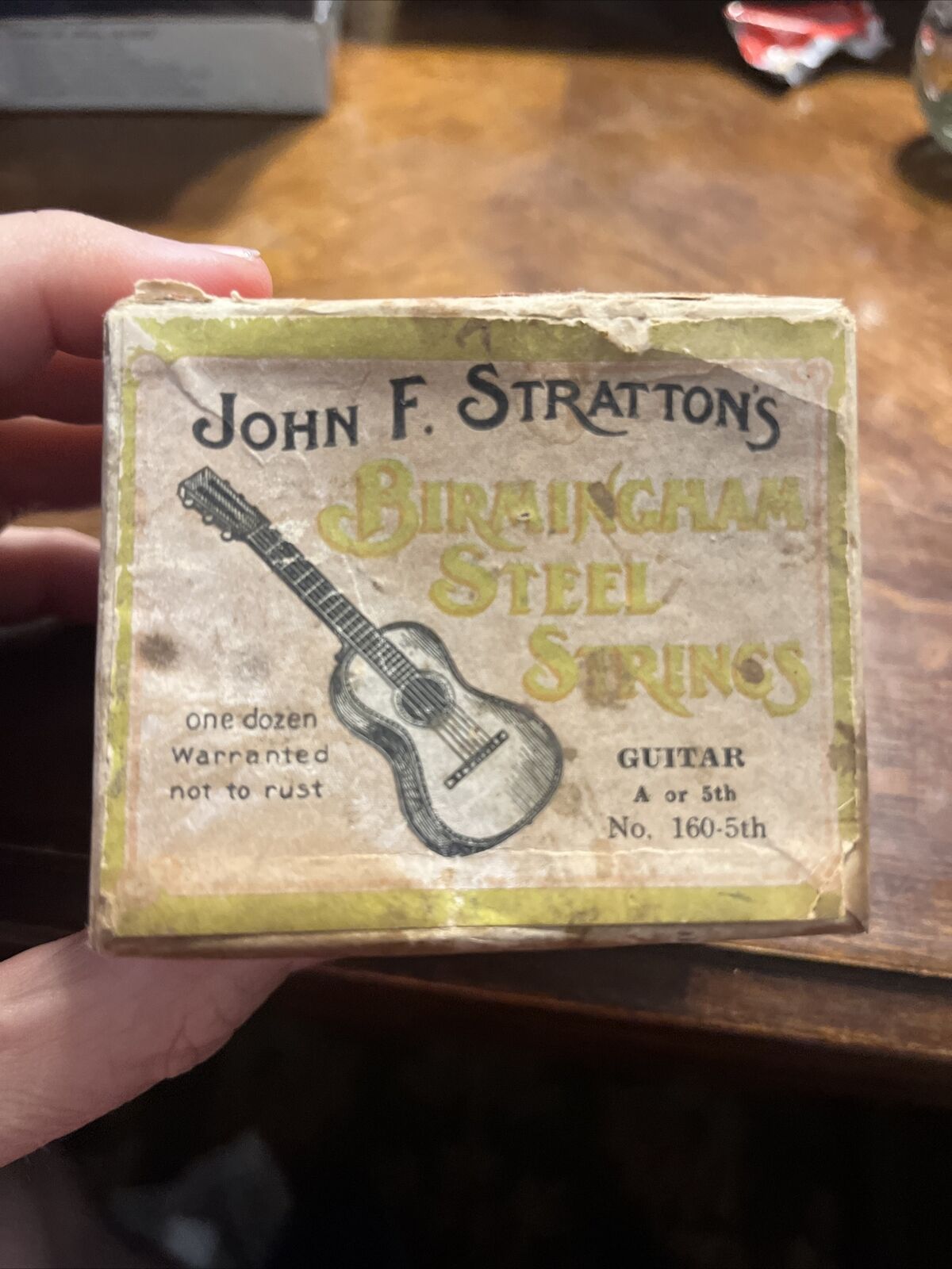 Vintage John F Stratton's Birmingham Steel Guitar String Box. Box Only