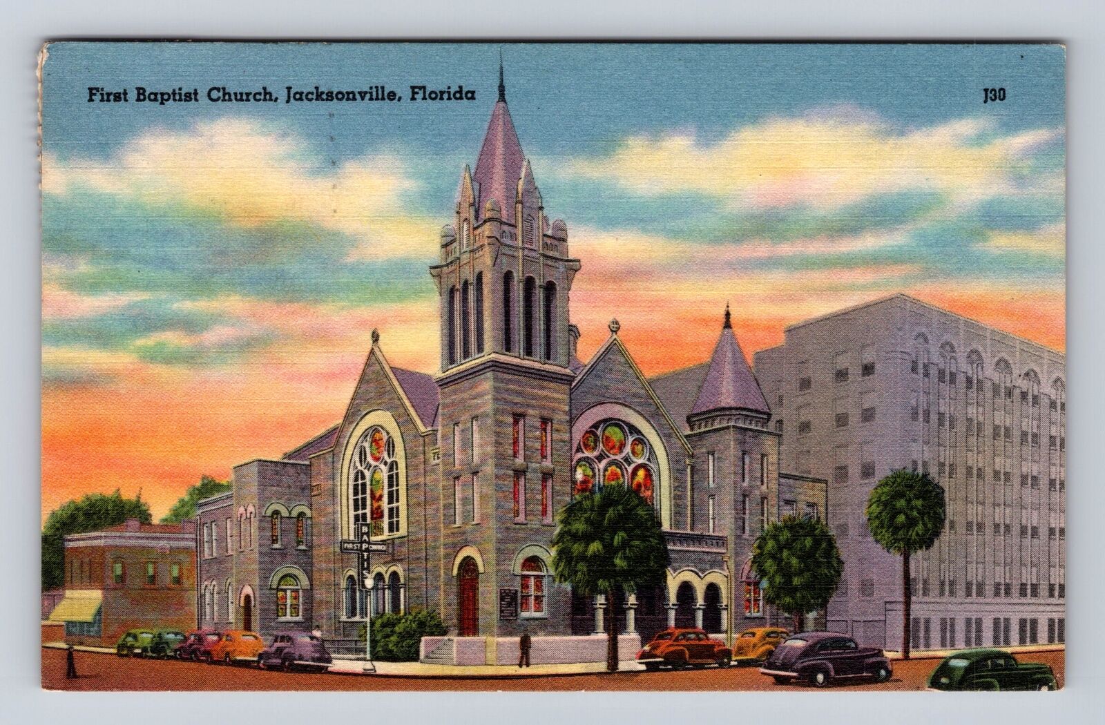 Jacksonville FL- Florida, First Baptist Church, Religion, Vintage c1965 Postcard