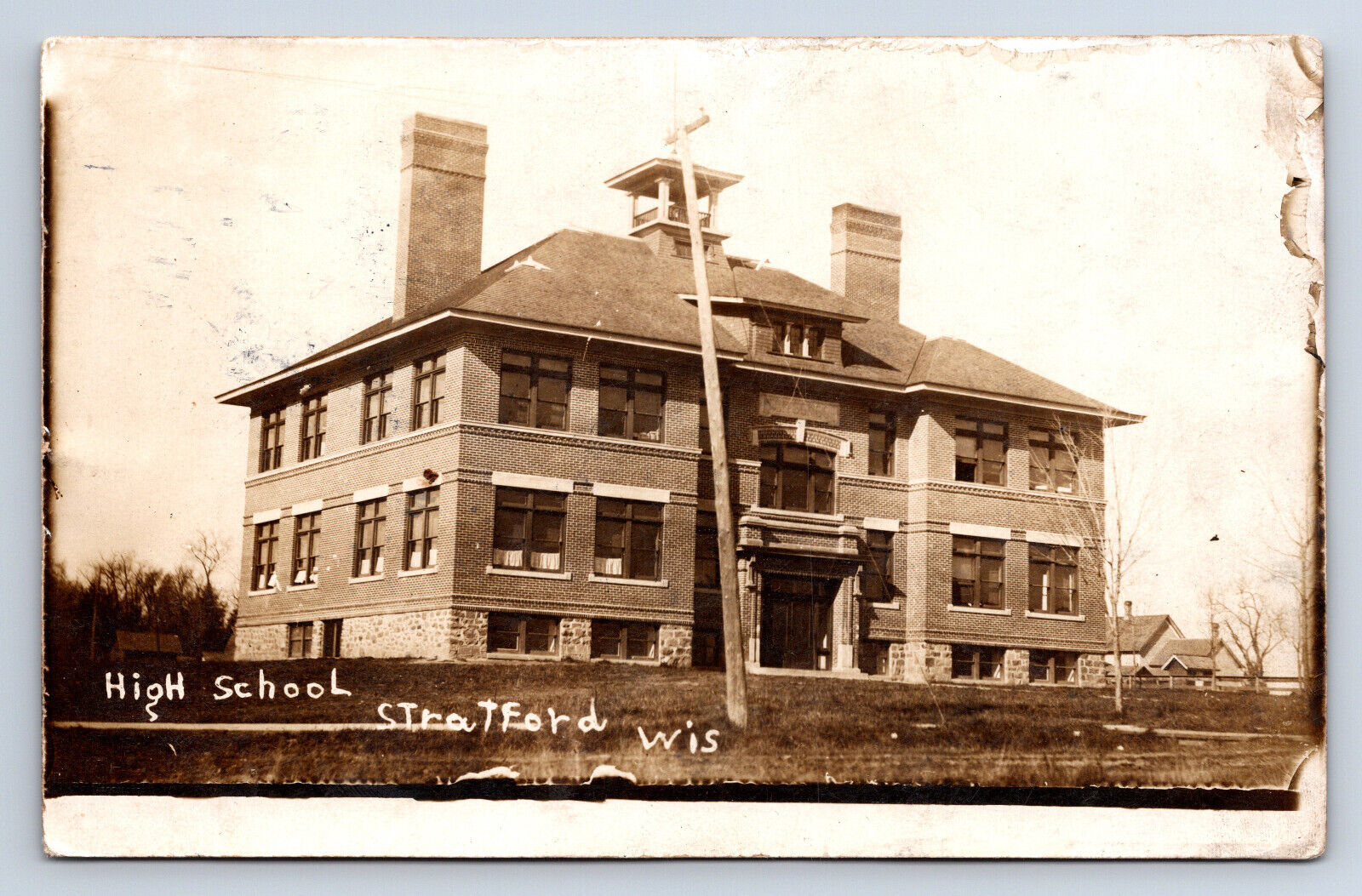 Vintage RPPC Stratford WI High School \