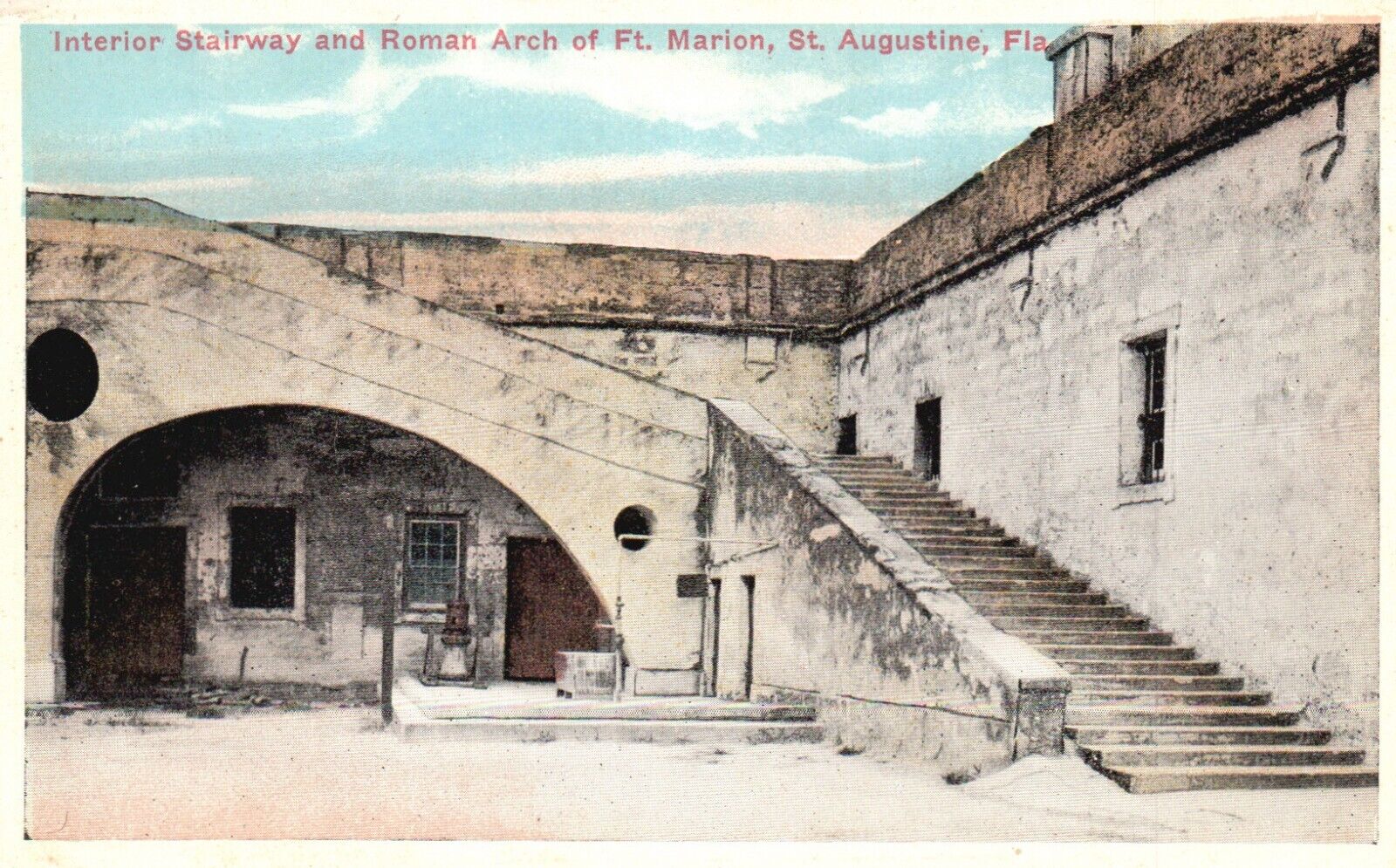 Postcard FL St Augustine Ft Marion Interior Stairway & Arch Vintage PC K1868