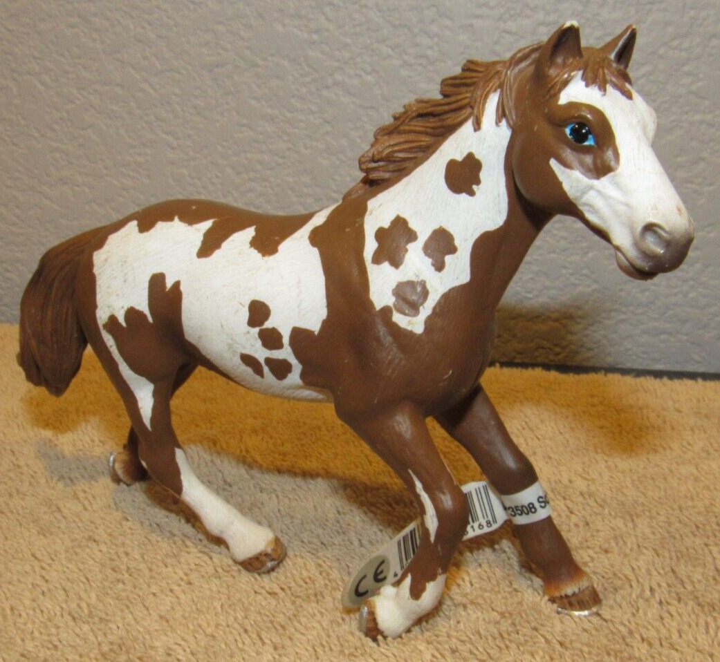2006 Schleich Male Brown & White Painted Horse Retired Animal Figure New w/ Tag