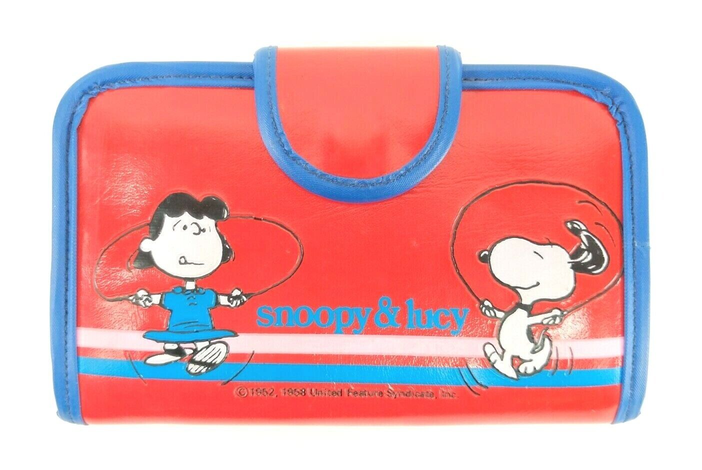 Vintage 1965 Peanuts Snoopy & Lucy Red Wallet Clutch Coin Purse