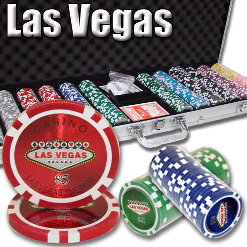New 600 Las Vegas Poker Chips Set with Aluminum Case - Pick Denominations