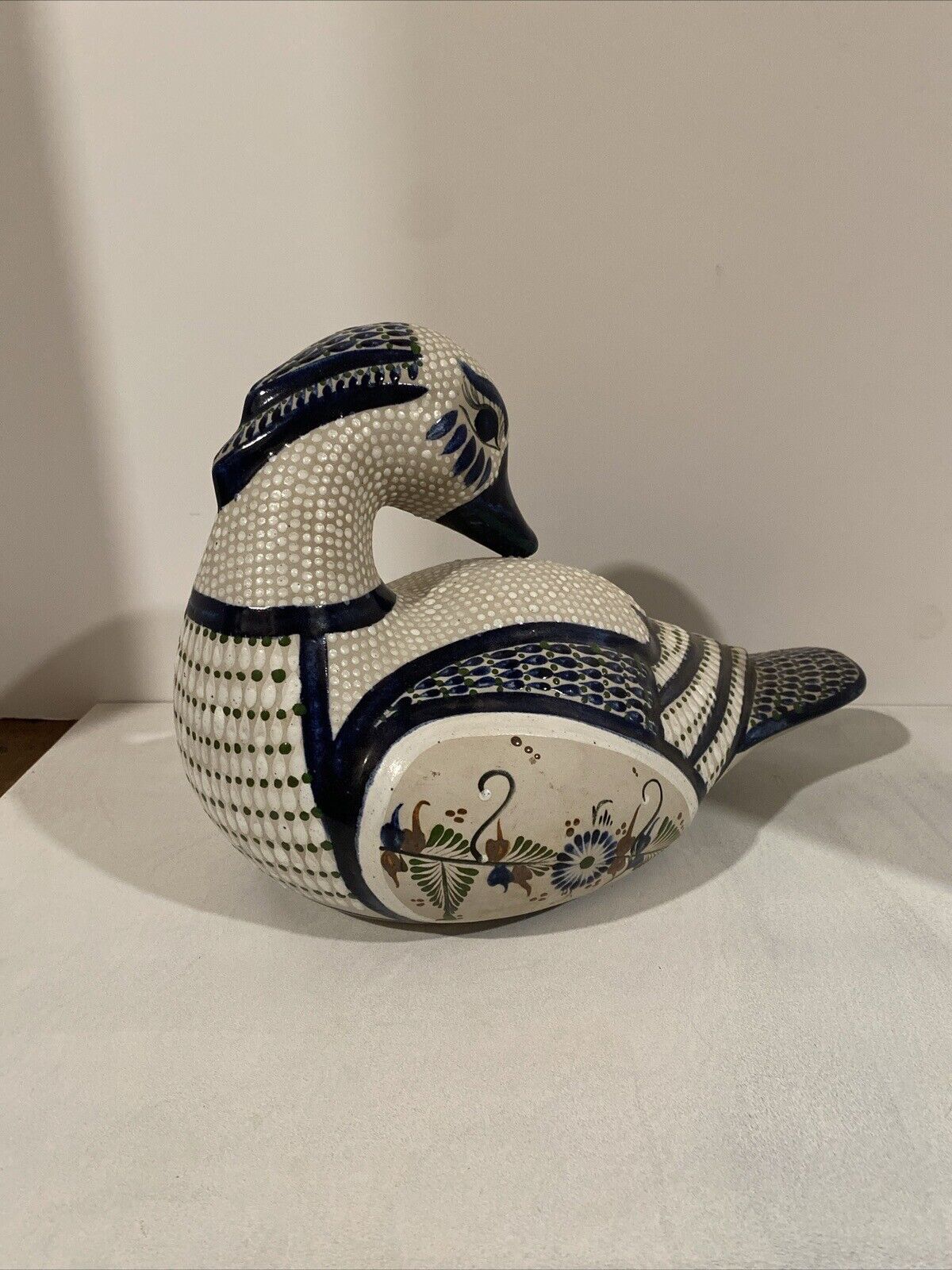 Vintage Large Bird Tonala Mexico Hand Crafted Pottery Figurine 13