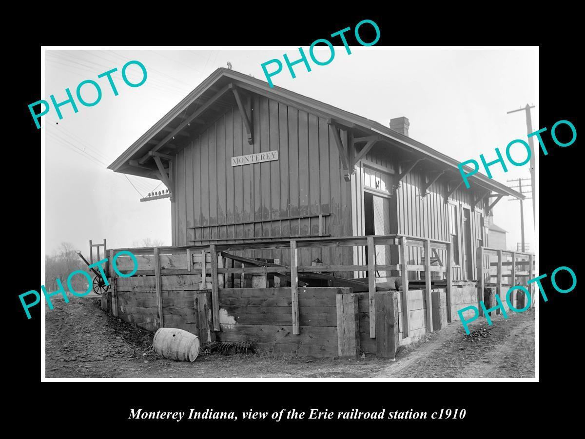 OLD LARGE HISTORIC PHOTO OF MONTEREY INDIANA ERIE RAILROAD STATION c1910 3