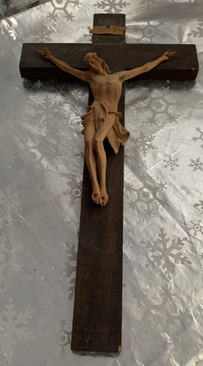 ❤️Antique Master Carved Corpus Christi Jesus Figure 15” Cross Crucifix RARE