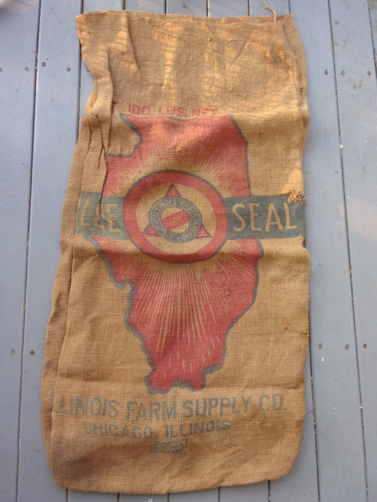 Illinois Farm Supply 100 pound sack Chicago Blue Seal Bag Burlap