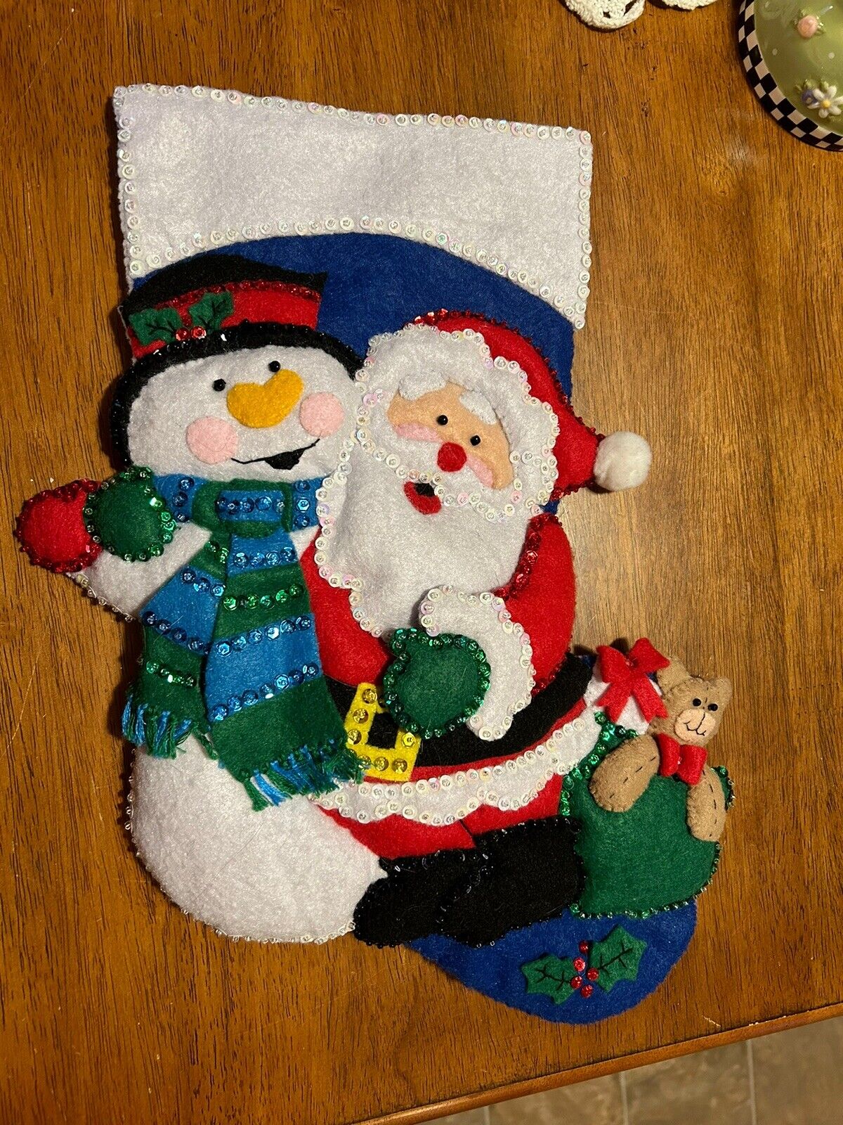 Completed Design Works Felt Christmas Stocking Hand Stitch \