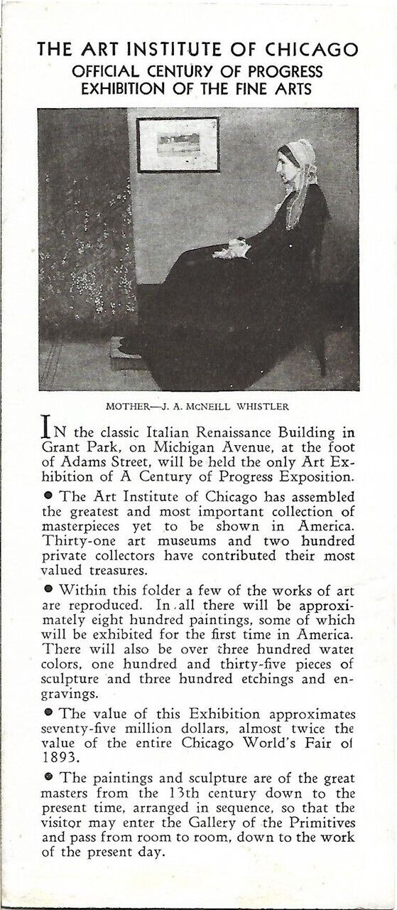 Vintage 1933 CHICAGO ART INSTITUTE Century of Progress Exhibition World's Fair