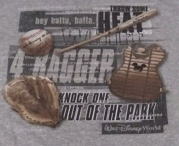 Vtg Disney World Mickey Mouse Baseball T-Shirt