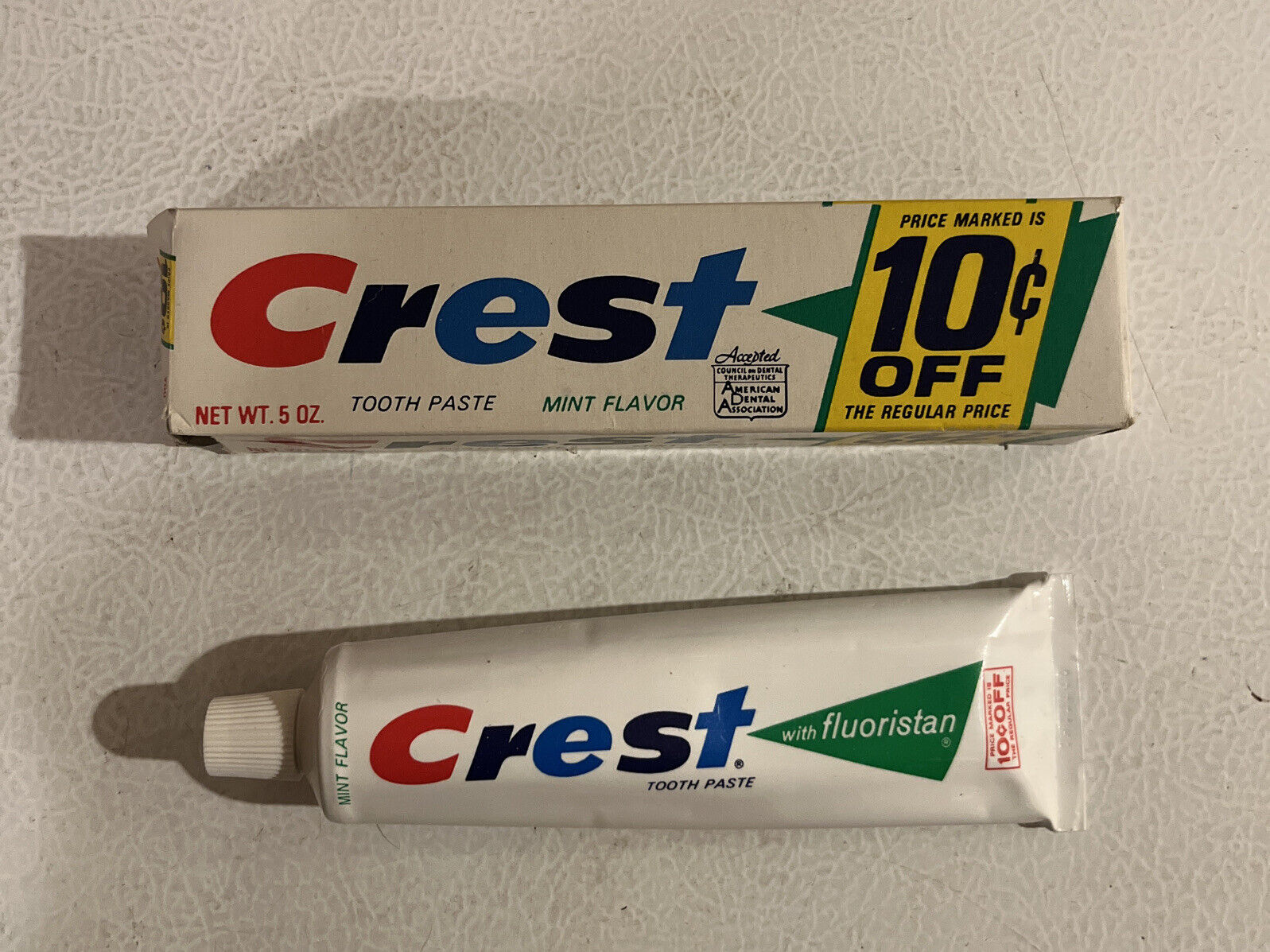 Vintage 1980s Tube Crest Mint Toothpaste 5 Oz NOS Full Unused 10 Cents Off
