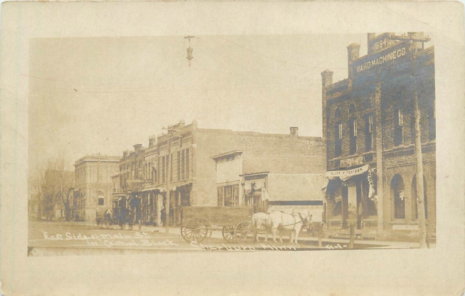 Postcard RPPC C-1910 Minnesota Sherburn Main Central Block MN24-442