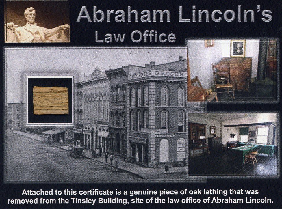 Authentic Piece of Abraham Lincoln\'s Law Office Site On Gorgeous Certificate COA