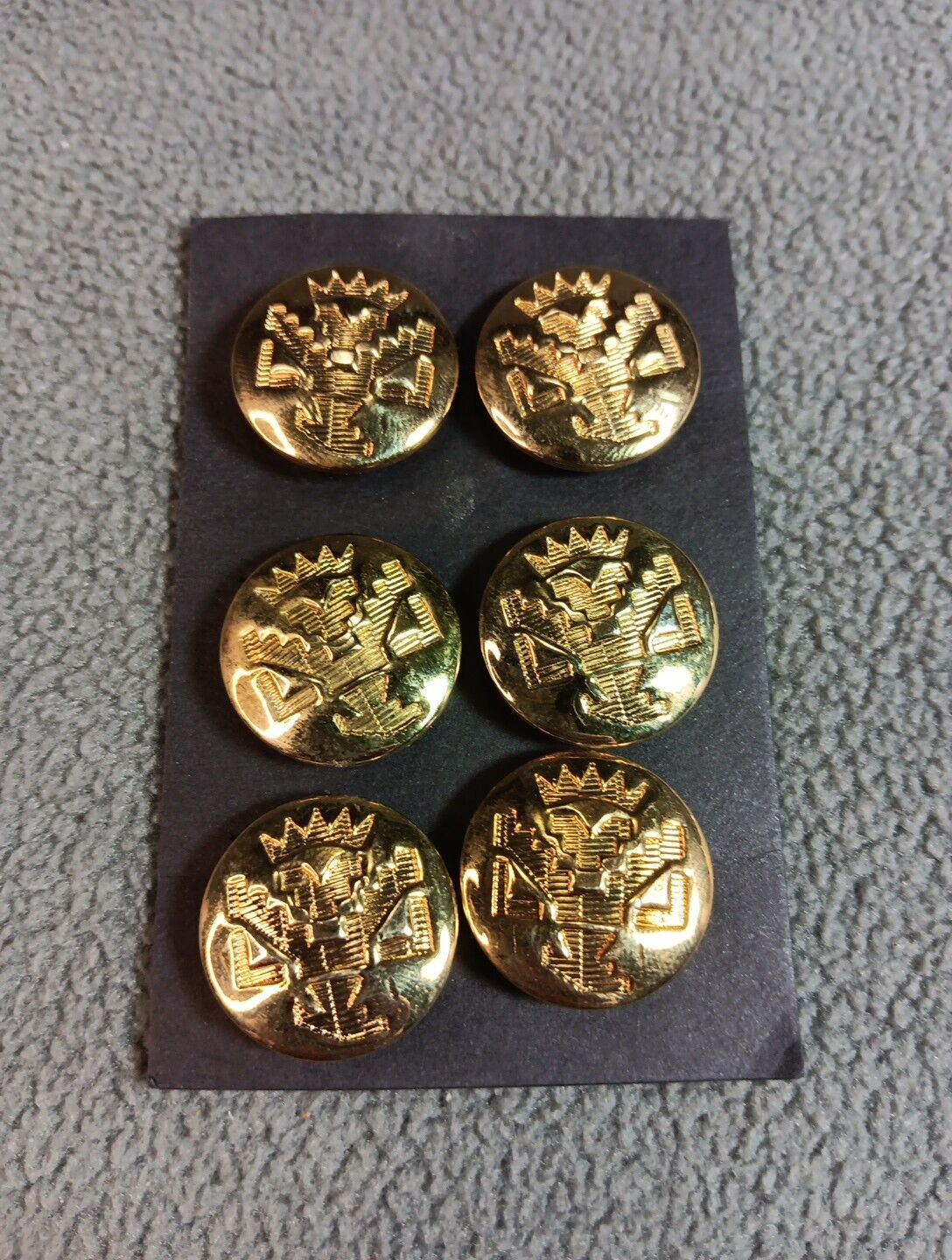 X6 Vintage Brass Gold Tone Textured Clip-on Button Covers 3/4\