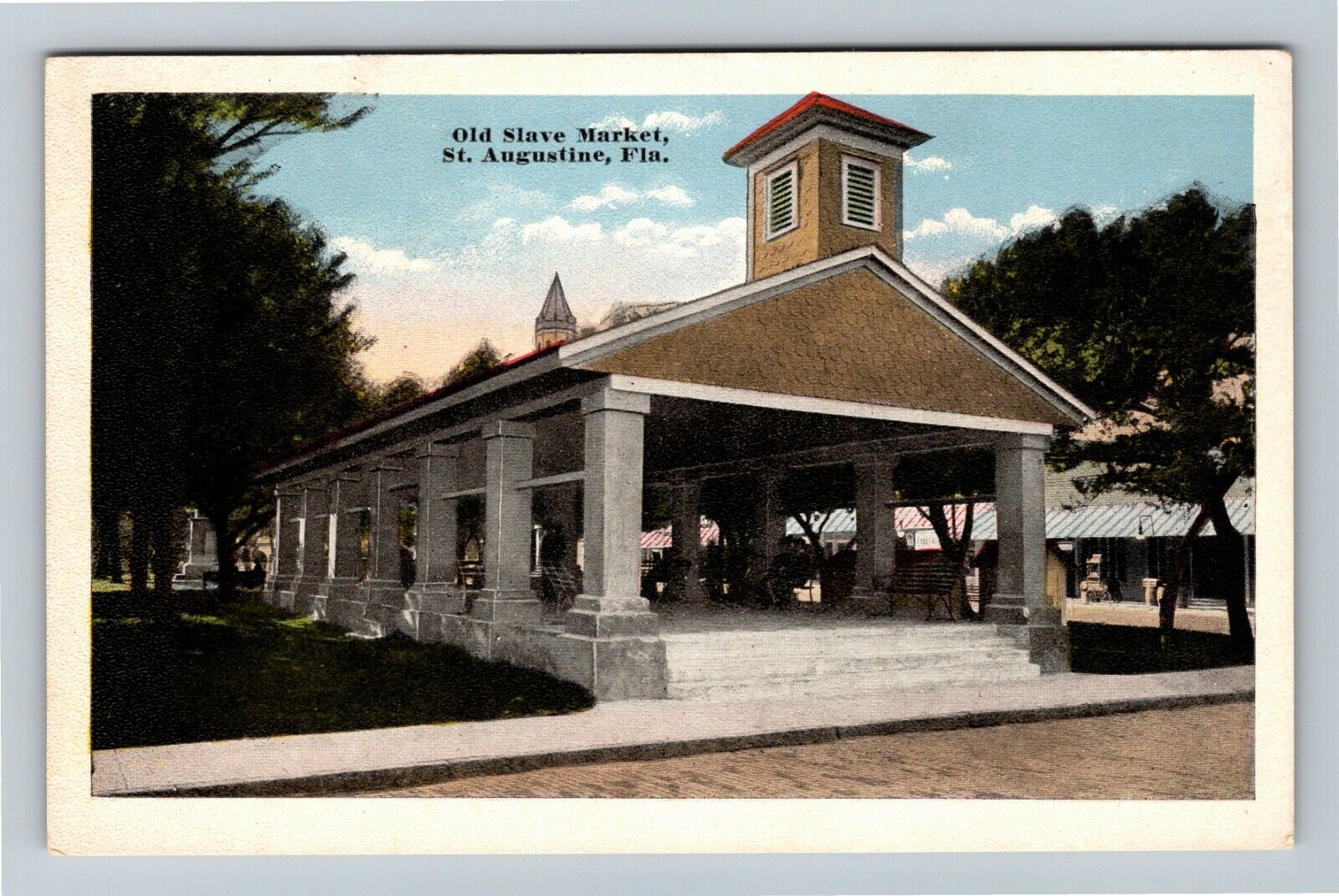 St Augustine FL, Old Slave Market, Florida Vintage Postcard
