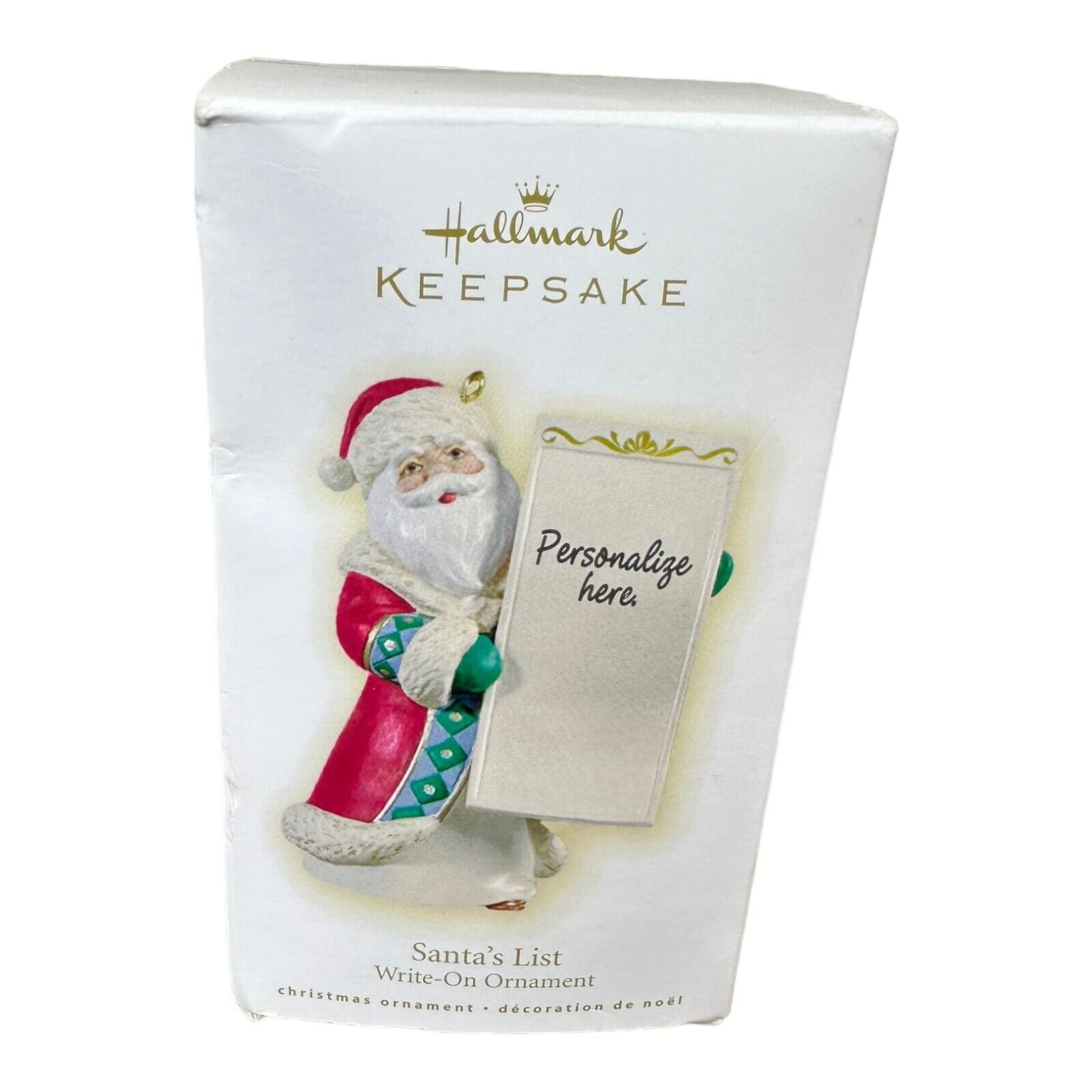 Hallmark Keepsake Write On Ornament Santa\'s List Personalize It 2009
