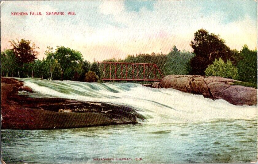 Vintage Postcard Keshena Falls Shawano WI Wisconsin 1909                   F-388