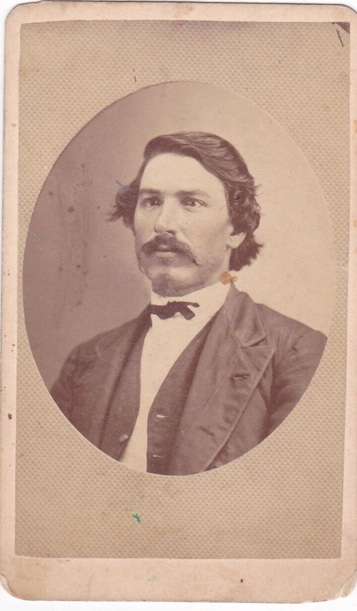 1860s-70s CDV Photo of Man with Mustache From Salem Virginia by A,H Plecker
